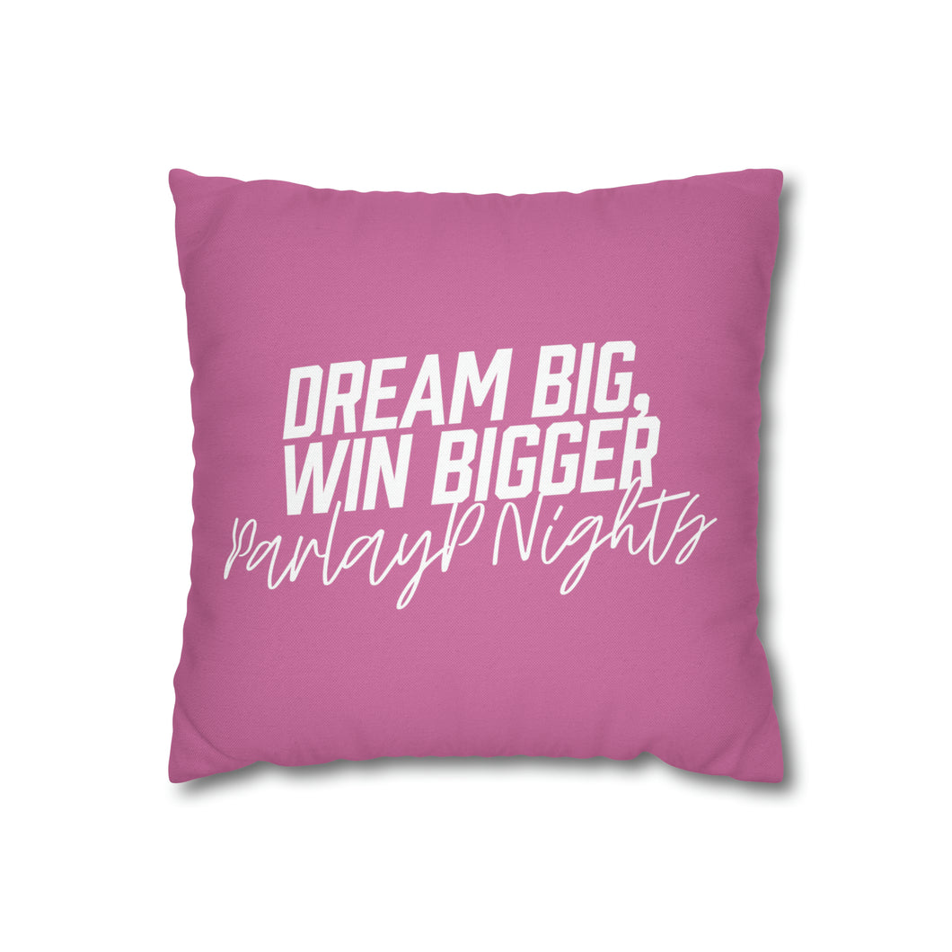 OF SET-2 Dream Big Win Bigger Square Pillow Case Pink