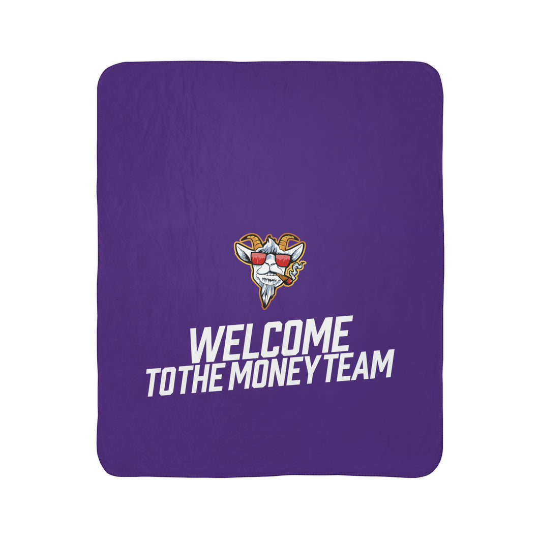 OF SET-2 Welcome to Money Team Fleece Blanket Purple