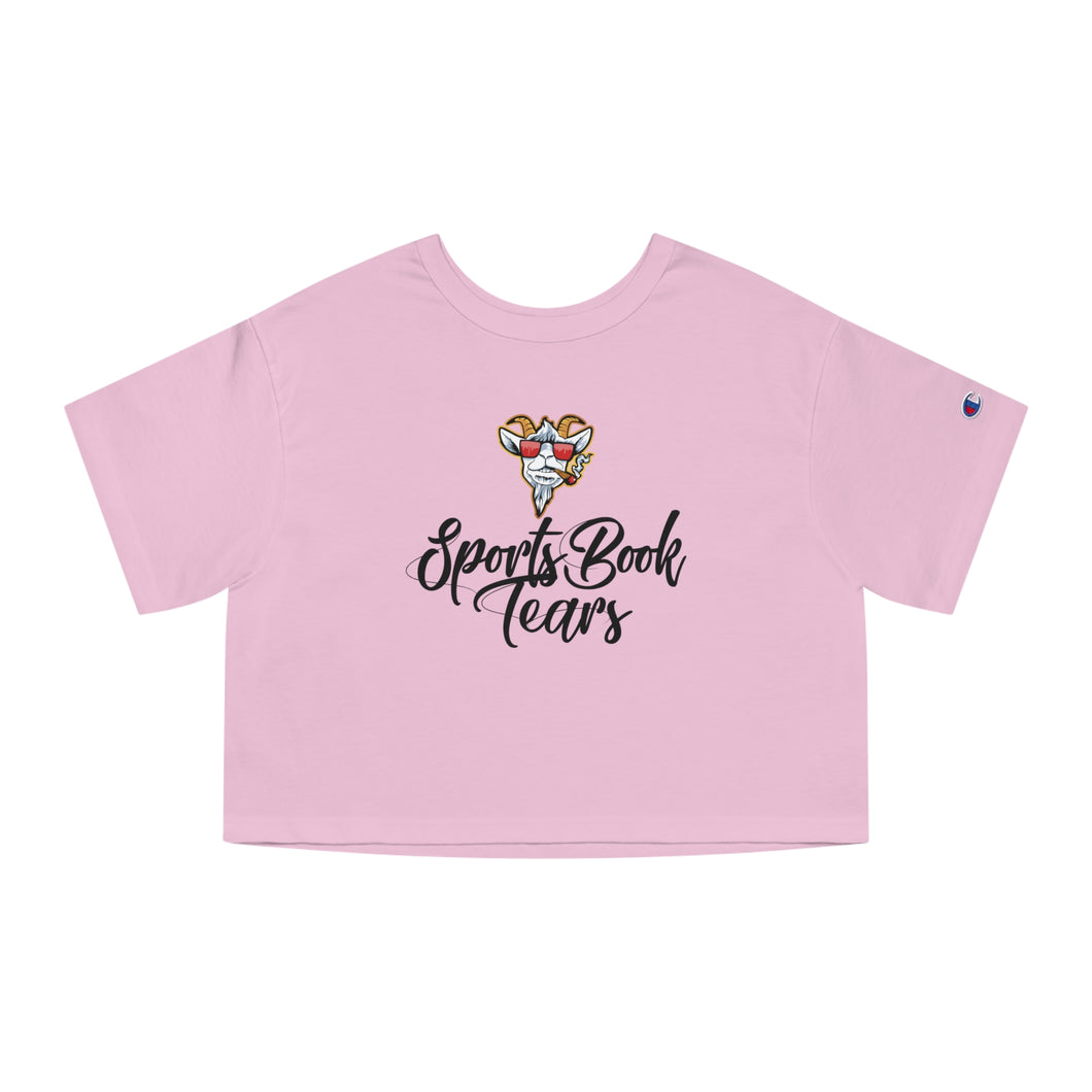 OF SET-1 Sports Book Tears Cropped T-Shirt Pink-White